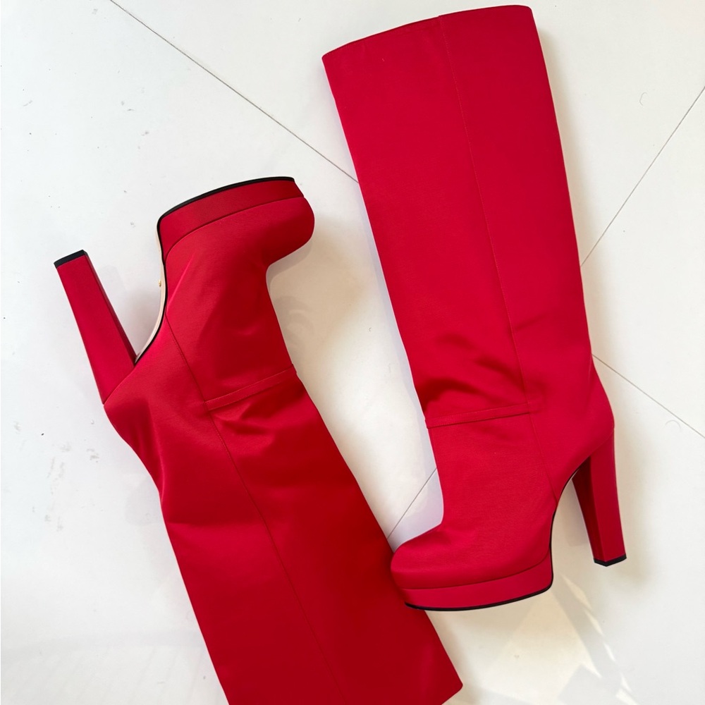 Gucci Twill Larius High Boots Heron Red size 42